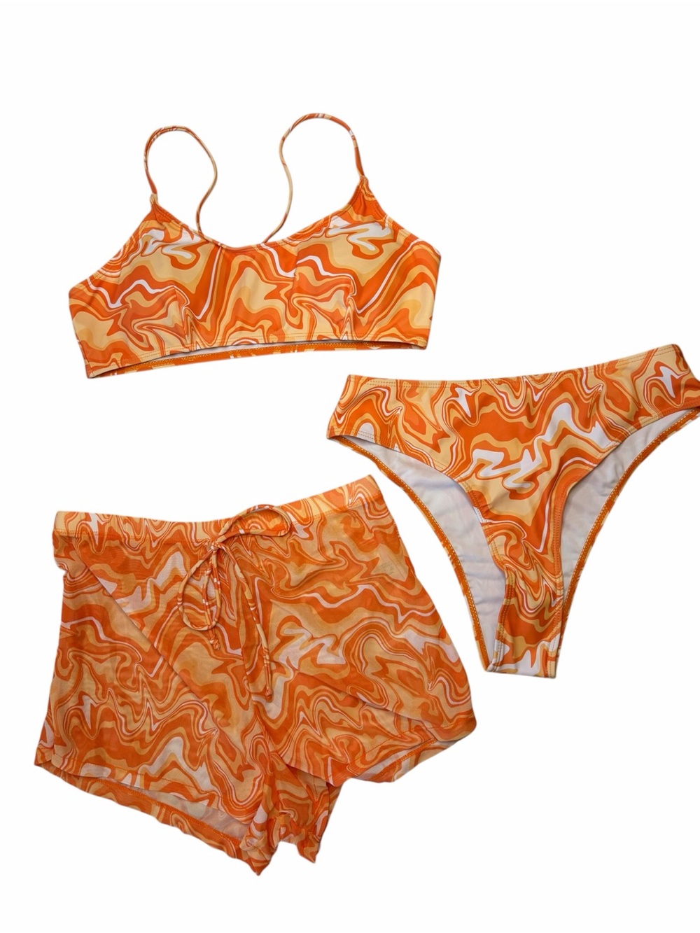 Orange Swirl 3-Piece Bikini Set - Picture 1 of 3